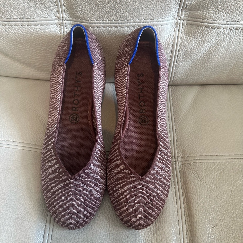 Rothys Flats Eggplant Metallic Purple Vegan Shoes Womens Sz 10,5